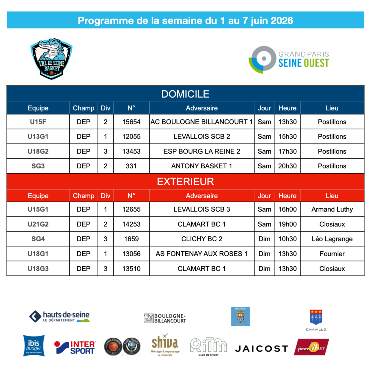 Programme de la semaine du 8 au 14 juin 2026