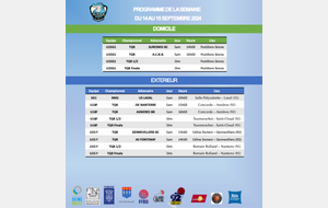 Programme de la semaine du 9 au 15 septembre 2024