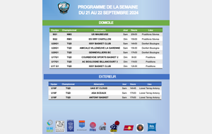 Programme du week-end des 21 et 22 septembre 2024