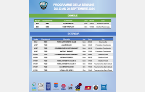 Programme du week-end des 28 et 29 septembre 2024