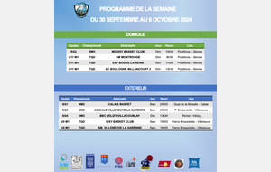 Programme du week-end des 5 et 6 octobre 2024