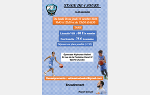 Stage Vacances de la Toussaint U9/U11