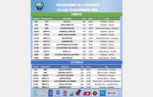 Programme de la semaine du 4 au 10 novembre 2024