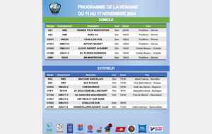 Programme de la semaine du 11 au 17 novembre 2024