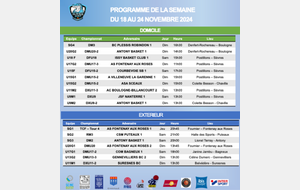 Programme de la semaine du 18 au 24 novembre 2024