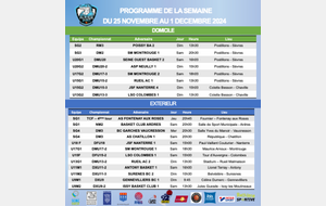 Programme de la semaine du 25 novembre au 1er décembre