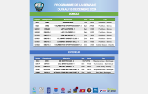 Programme de la semaine du 9 au 15 décembre 2024