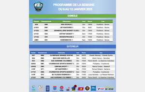 Programme de la semaine du 6 au 12 janvier 2025