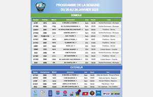 Programme de la semaine du 20 au 26 janvier 2025