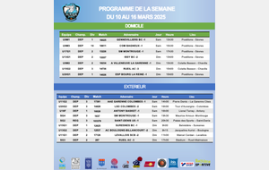 Programme de la semaine du 10 au 16 mars 2025