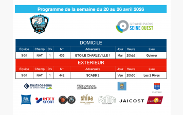 Programme de la semaine du 20 au 26 avril 2026