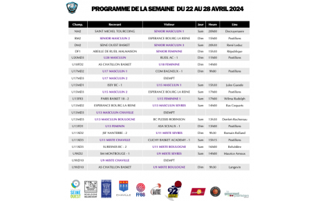 Programme du week-end des 4 et 5 mai 2024