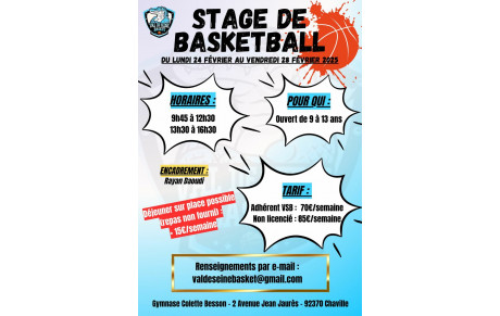 STAGE U9/U13 - VACANCES DE FEVRIER 2025 - CHAVILLE