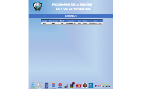 Programme de la semaine du 17 au 23 février 2025