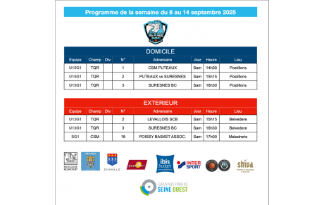 Programme de la semaine du 8 au 14 septembre 2025
