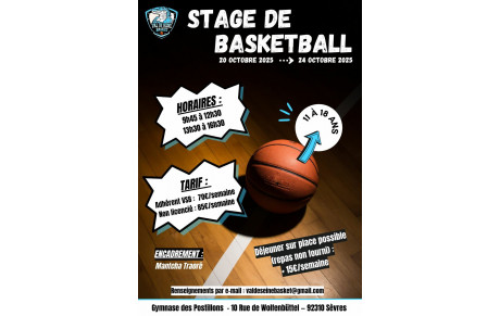 STAGE U13/U18 - VACANCES DE TOUSSAINT 2025 SEVRES