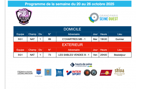 Programme de la semaine du 20 au 26 octobre 2025