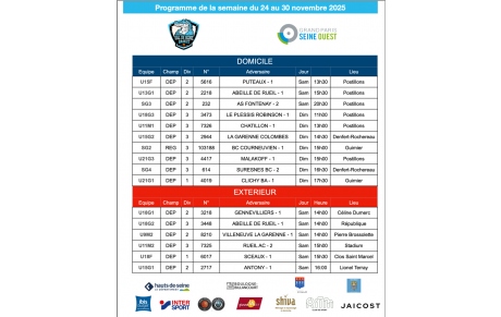 Programme de la semaine du 24 au 30 novembre 2025