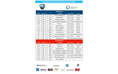 Programme de la semaine du 6 au 12 avril 2026