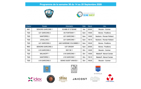Programme de la semaine du 14 au 20 septembre 2026